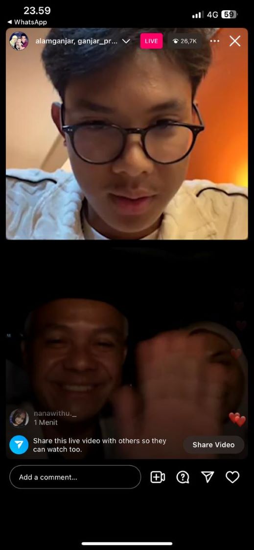 GANJAR, ATIKOH DAN ALAM TAHUN BARUAN BARENG VIA LIVE IG
