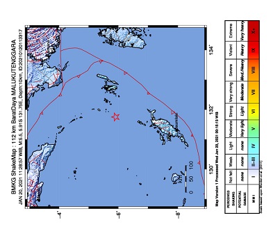 GEMPA M5.5 GUNCANG MALUKU TENGGARA, TIDAK BERPOTENSI TSUNAMI