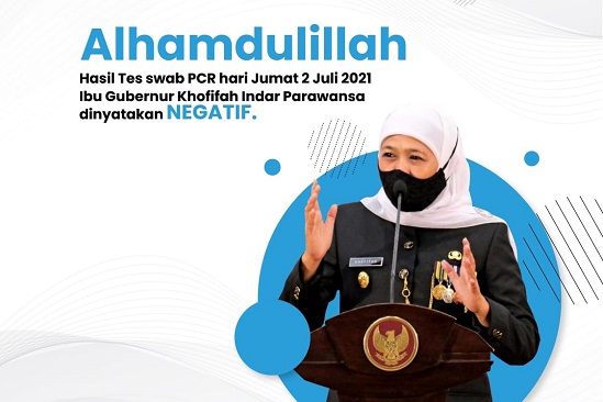 HASIL SWAB PCR NEGATIF, GUBERNUR JATIM SEMBUH DARI COVID-19