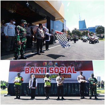BAKSOS BHAYANGKARA, POLDA JATIM DISTRIBUSI 21 TON BERAS DAN 42 RIBU PAKET SEMBAKO