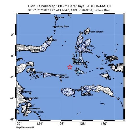 GEMPA M5,0 DI HALSEL MALUT, TIDAK BERPOTENSI TSUNAMI