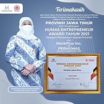 Jatim Raih Penghargaan Humas Enterpreneur Award Tahun 2021