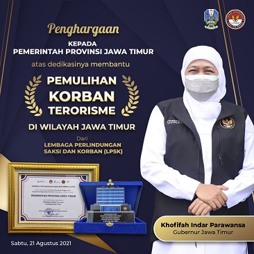 Berkat Dedikasi atas Pemulihan Korban Terorisme, Pemprov Jatim Terima Penghargaan dari LPSK 