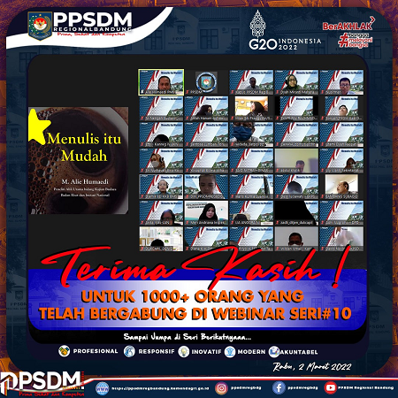 Perkuat Kemampuan Menulis ASN, PPSDM Kemendagri Regional Bandung Gelar Webinar Menulis Itu Mudah