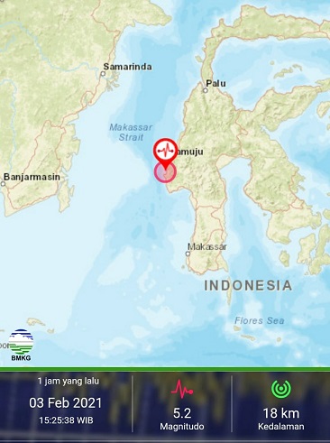 Warga Majene  Kembali Rasakan Guncangan Kuat Gempan M5,2