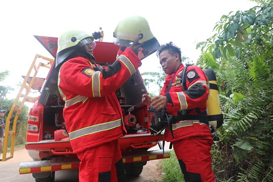 JELANG DWG G20 BELITUNG, BNPB SIMULASIKAN PENANGANAN KEBAKARAN