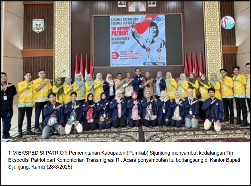 Tim Ekspedisi Patriot Kementerian Tiba di Sijunjung, Petakan Potensi Kawasan Transmigrasi