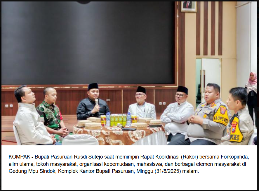 Bupati Mas Rusdi Ajak Warga Pasuruan Jaga Kondusifitas Daerah dan Tidak Mudah Terprovokasi