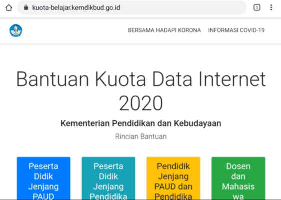 BUTUH INFO BANTUAN KUOTA? KLIK KUOTA-BELAJAR.KEMDIKBUD.GO.ID