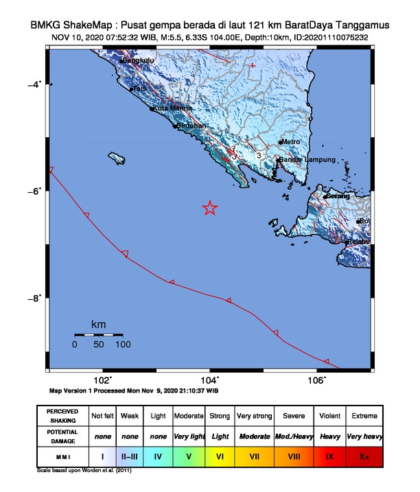 Guncangan Kuat Gempa M5,5 di Kabupaten Tanggamus
