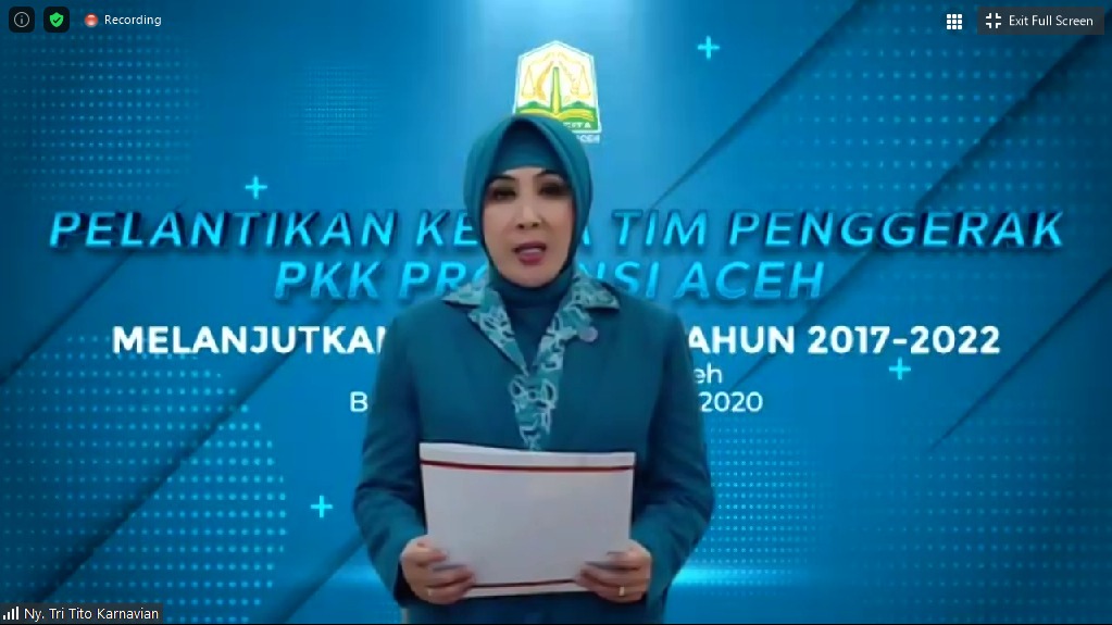 Lantik Ketua TP PKK Aceh, Tri Tito Karnavian Ingatkan Prioritas Utama Tangani Covid-19