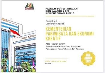 Kemenparekraf Raih Penghargaan di Ajang BKN Award 2021
