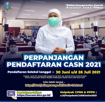 Pendaftaran CPNS dan PPPK Diperpanjang 26 Juli 2021, Gubernur Khofifah Minta Masyarakat Manfaatkan Kesempatan