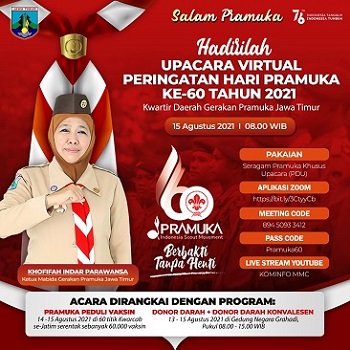 GUBERNUR KHOFIFAH AJAK PRAMUKA AKTIF SOSIALISASI PROTKES DAN DORONG PEMULIHAN EKONOMI AKIBAT PANDEMI
