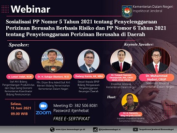 Gelar Sosialisasi, Itjen Kemendagri Dukung Percepatan Izin Berusaha di Daerah