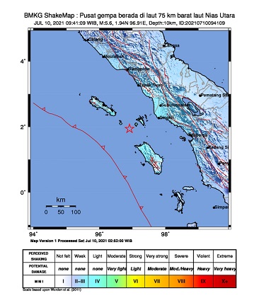 Warga Kabupaten Nias Utara Rasakan Getaran Lemah Saat Gempa M 5,6 Terjadi