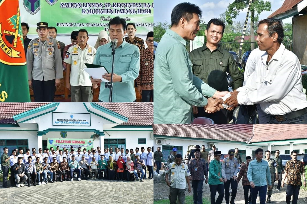BUPATI BATANGHARI LANTIK SATLINMAS KECAMATAN BAJUBANG